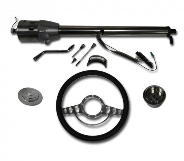 32" Street / Hot Rod Stainless Column Shift Tilt Steering Column with Impala Wheel Kit SC7003C/P-1412
