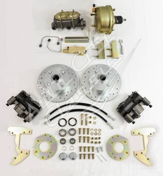 1964-1966 Ford Mustang 6 Cylinder 4 Lug Original Wheels and Rims Complete Front Disc Brake Conversion Kit- Gold