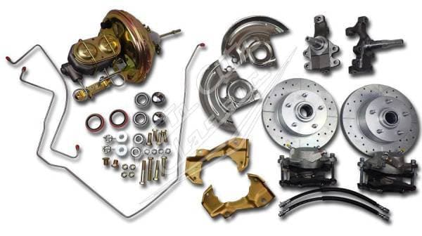 1967-1969 Chevrolet Camaro / Pontiac Firebird 2" Drop Spindles Complete Front and Rear Disc Brake Conversion Kit- Gold