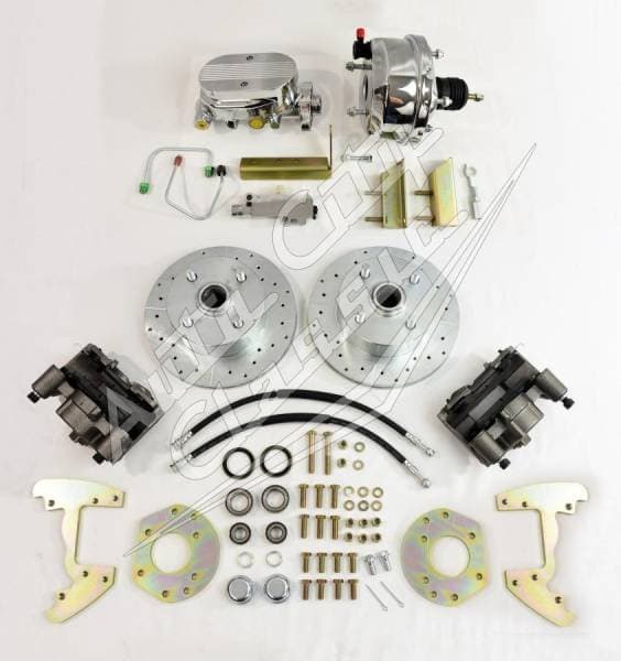 1964-1966 Ford Mustang 6 Cylinder 4 Lug Original 14" Wheels and Rims Chrome Complete Front Disc Brake Conversion Kit