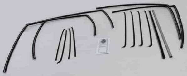 1955-1957 Chevrolet / Pontiac 4 Door Wagon Weatherstrip Fuzzy Kit with Chrome Piping FZ55574WAG-A