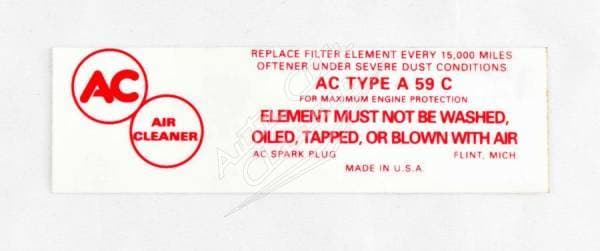 1958-1961 Chevrolet Air Cleaner Decal
