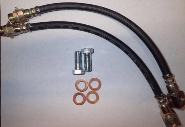 1964-1972 GM A Body 12" Disc Brake Hoses with 7/16" Banjo Fitting and Bolts HS-GM-AFX-716-12