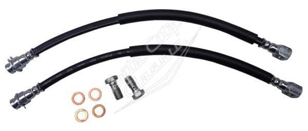 1964-1972 GM A Body 16" Disc Brake Hoses with 7/16" Banjo Fitting and Bolts HS-GM-AFX-716-16
