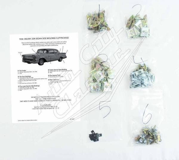 1958 Chevrolet Delray 2 Door Sedan Side Molding Clip Set