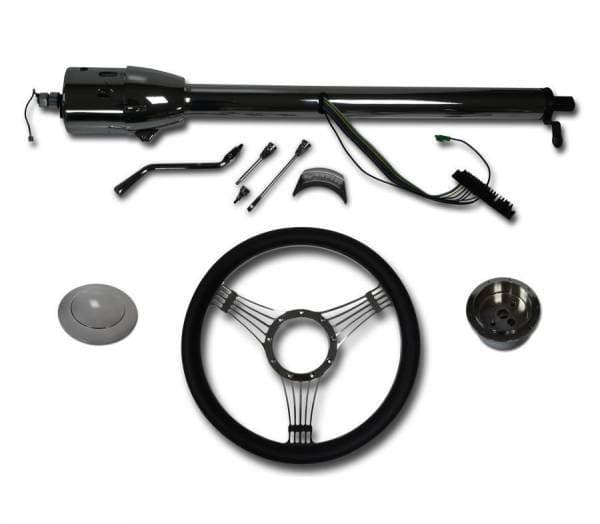 32" Street / Hot Rod Chrome Stainless Automatic Tilt Steering Column with Banjo Wheel Kit SC7003-CBLKB