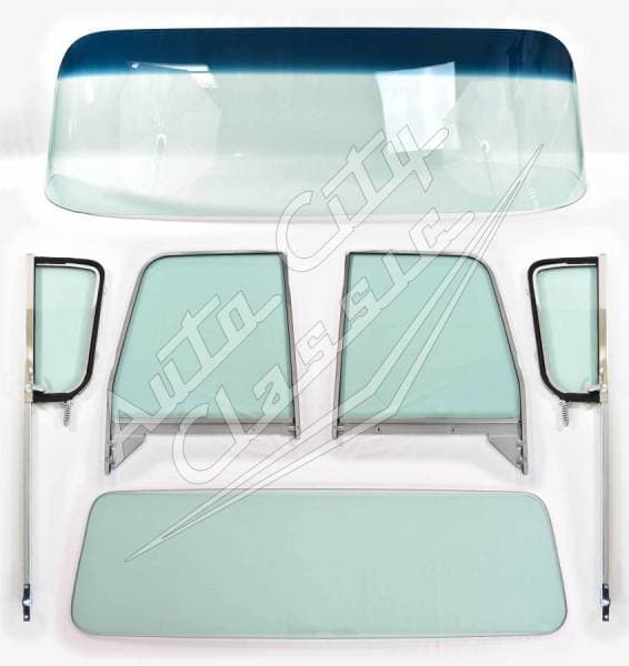 1955-1959 Chevrolet / GMC Cab Complete Glass Package Small Back with Post Assembled Side Glass Set CG-CVY-55-59-PU-A-SSAP