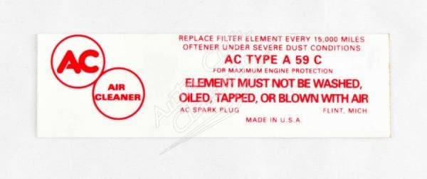 1958-1961 Chevrolet Air Cleaner Decal