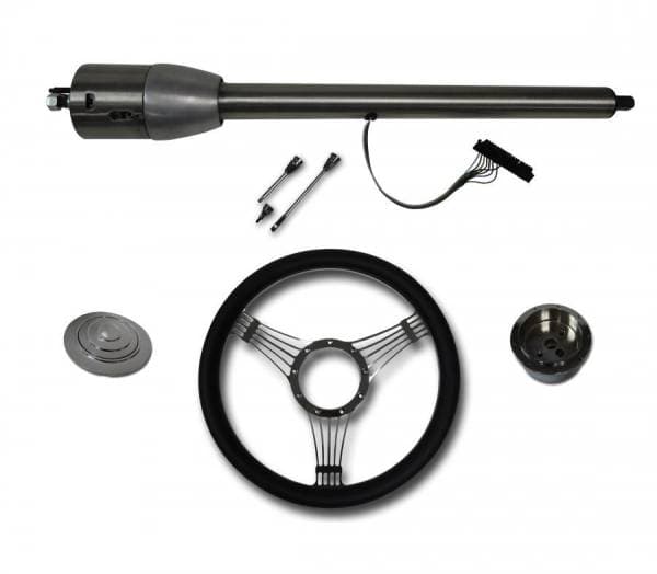 32" Street / Hot Rod Stainless Floor Shift Tilt Steering Column with Banjo Wheel Kit SC7007C/P-1411